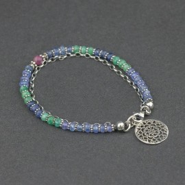 Srebrna bransoletka z kamieni szlachetnych