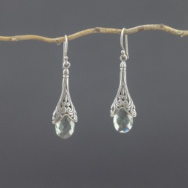 Srebrne kolczyki z zielonym ametystem