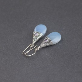 Srebrne kolczyki z chalcedonem