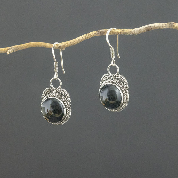Srebrne kolczyki z onyksem